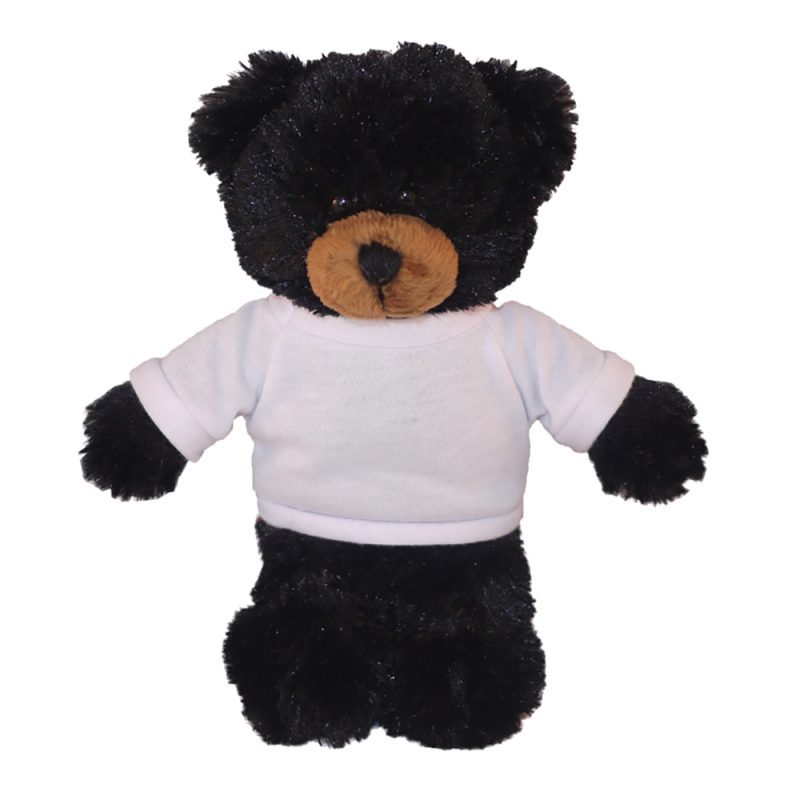 Floppy Black Bear  Stuffed Animal with Personalized Shirt 8''