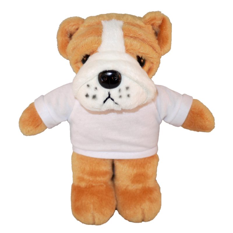 Floppy Bulldog  Stuffed Animal with Personalized Shirt 8''