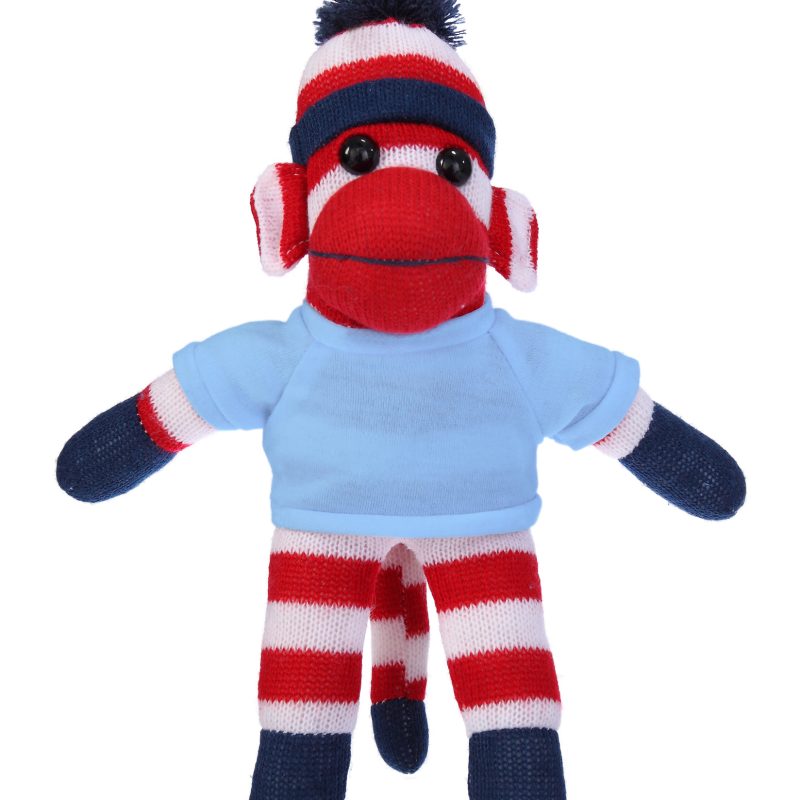 Floppy Patriot Sock Monkey  Stuffed Animal with Personalized Shirt 10''