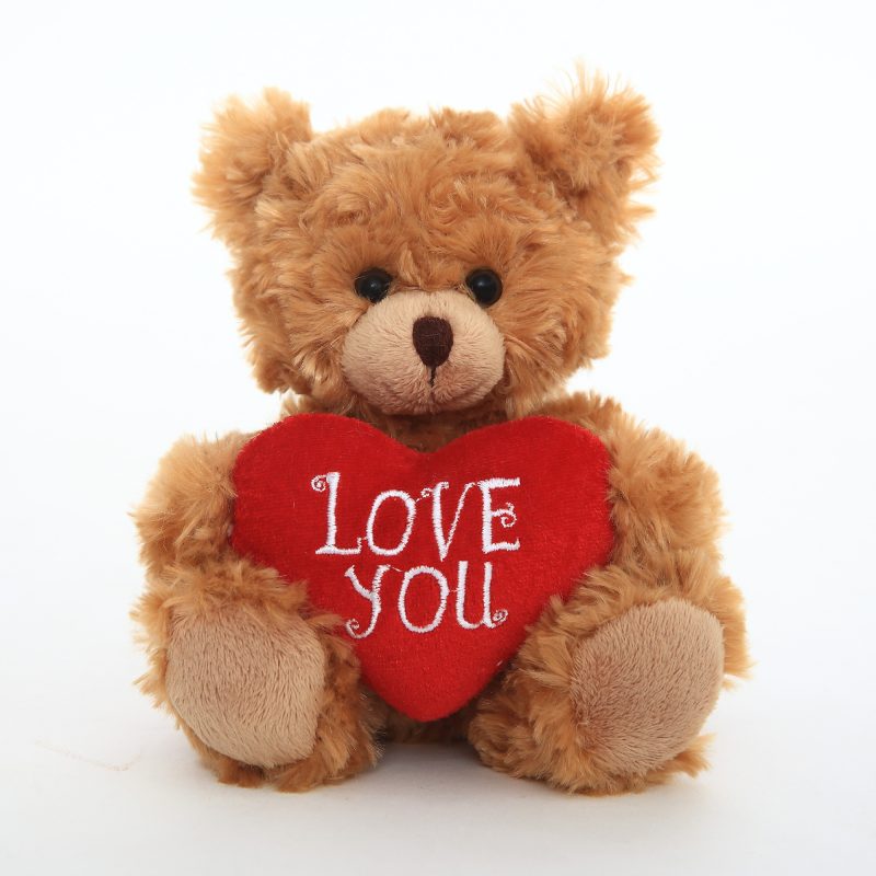 Valentine Stuffed Plush Bear with Red Heart 6'' & 9''