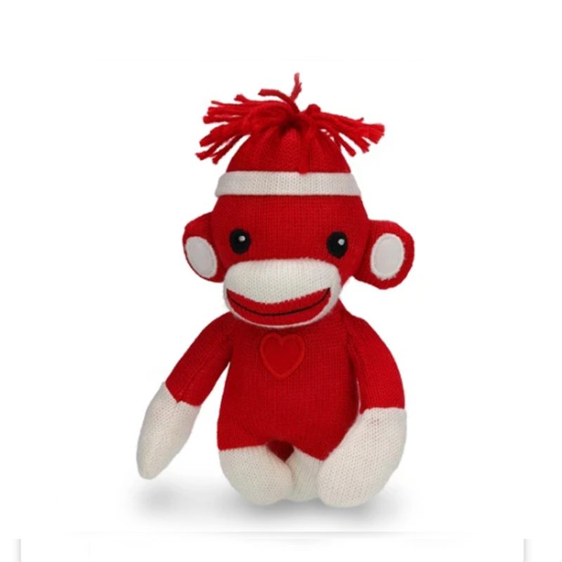 Valentine Adorable Original Traditional Hand Knitted Stuffed Animal Sock Monkey 6''