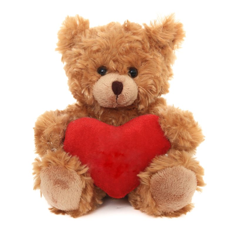 Mocha Teddy Bear with Personalized Message on Heart 9”
