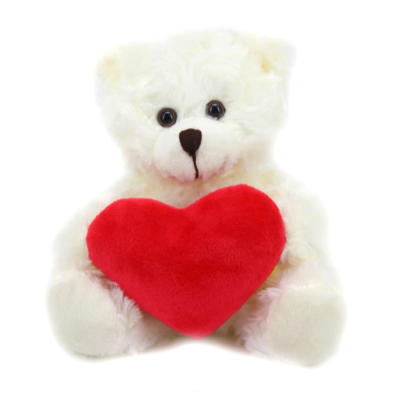 Cream Teddy Bear with Personalized Message on Heart 9''
