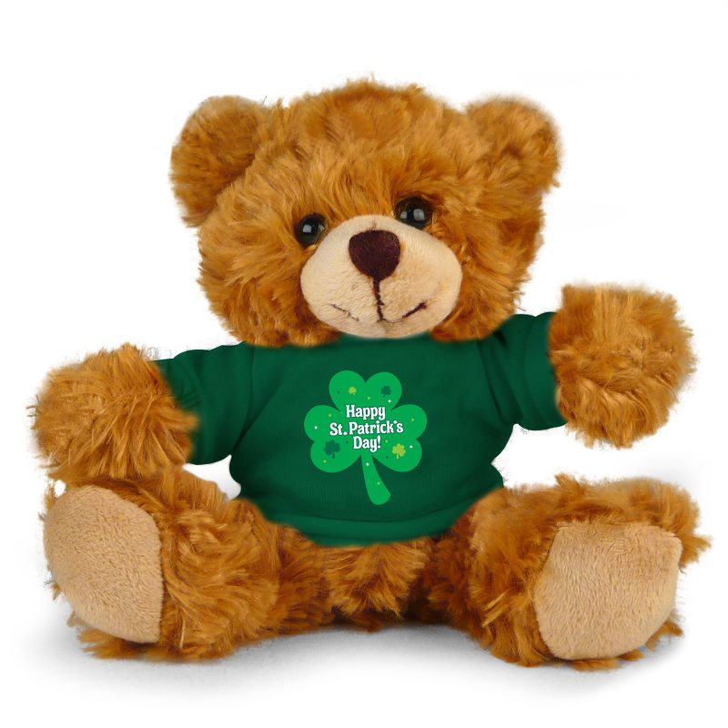 Stuffed Mocha Sitting Bear –Patrick's Day- Plush Bear Toy 6''