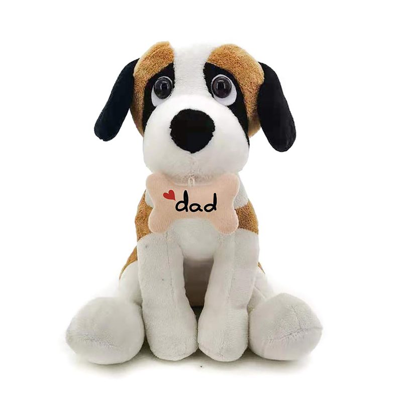 Adorably Plush Stuffed Animal Dog Toy – Bone with Message DAD for Father’s Day 8''