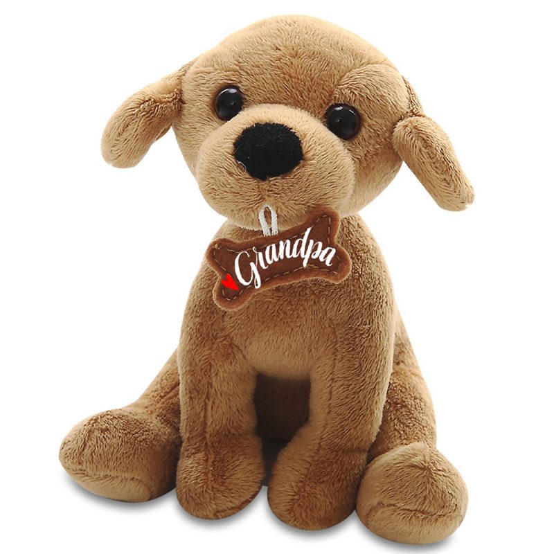Adorably Stuffed Small Dog Holding a Bone for Grandpa Father’s Day 7''