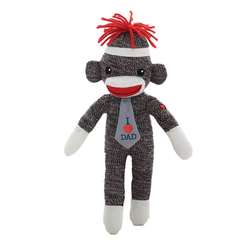 Sockiez Plush Sock Monkey Sockie Stuffed Animal Toy – Wearing Tie with Message On I Love DAD for Father’s Day