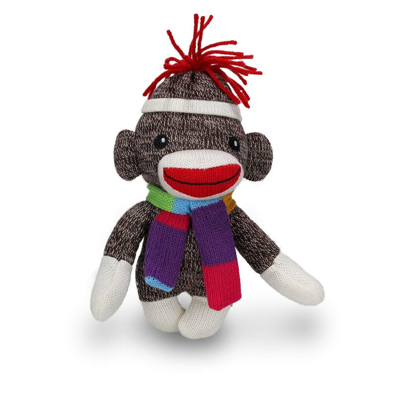 Sock Monkey Sockiez– with Vivid Clear Color Scarf 6''