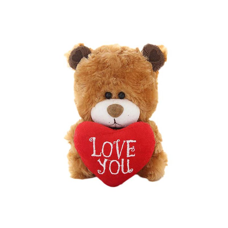 Qbeba Bear, Stuffed Animal Toy, Valentine Heart Pillow embroidered Love You Perfect Gift For Kids 6''