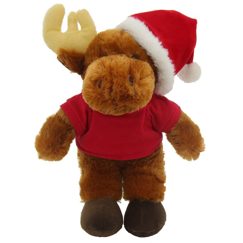 Soft Plush Animal, Stuffed Animal Holiday Toys Gift with Hat and Matching Red Shirt - Great Present for Christmas 12''