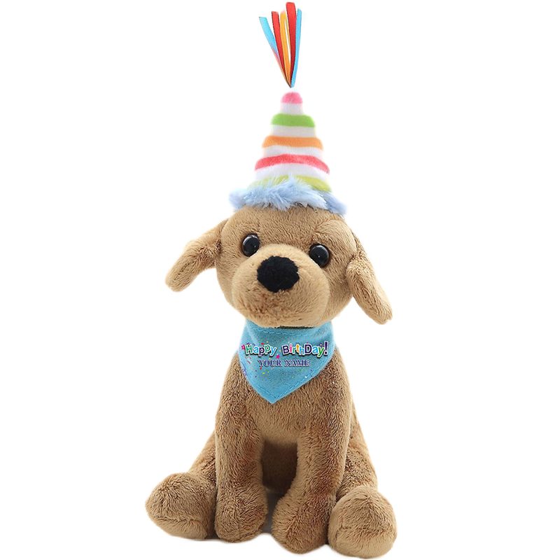 Custom Text Puppy Dog, Adorable Birthday Gift for Kids, Adults and Friends, Personalized Name on Bandana 8''