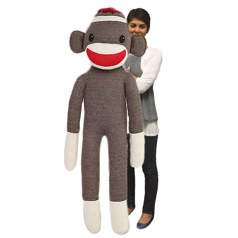 Giant Sock Monkey Stuffed Animal - Life Size Huge, Soft Polyester Filling 72''