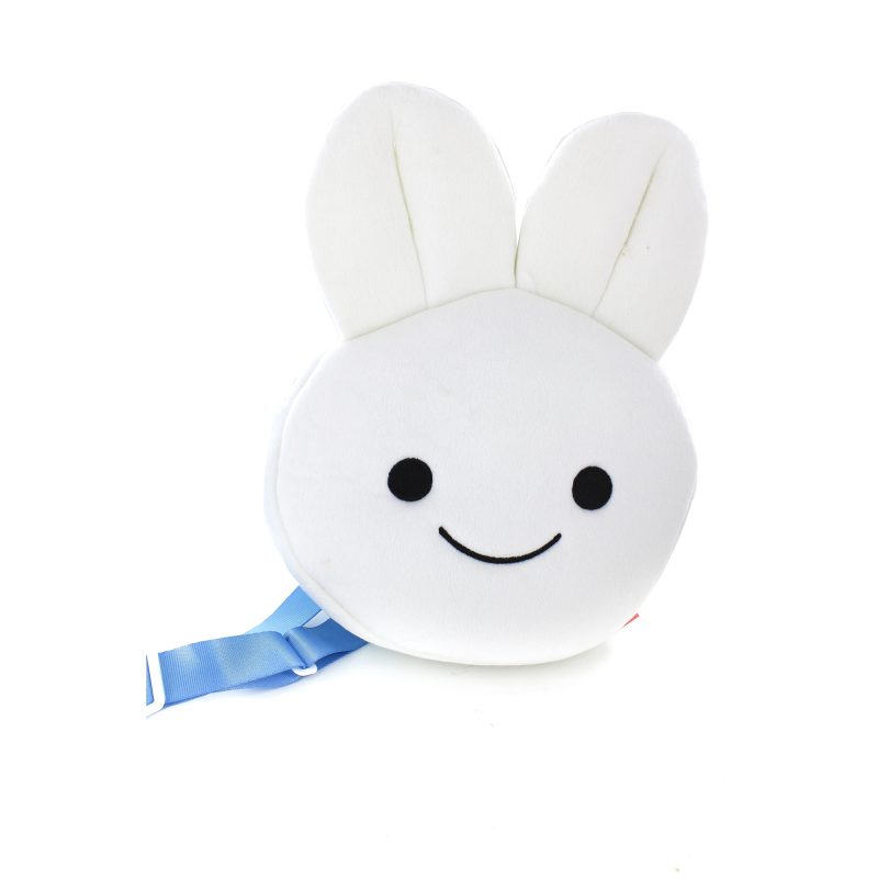 Plushland White Children Backpack Bags Cute Kids Rabbit Ear Round Toddlers Plush Shoulder Bag Zip Purse Handbags
