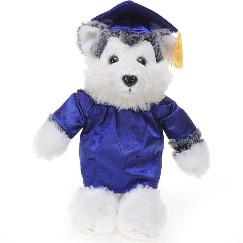 Husky Plush Stuffed Animal Toys with Cap and Personalized Gown 8''