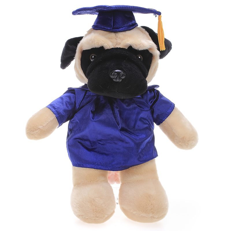 Pug Plush Stuffed Animal Toys with Cap and Personalized Gown 8''
