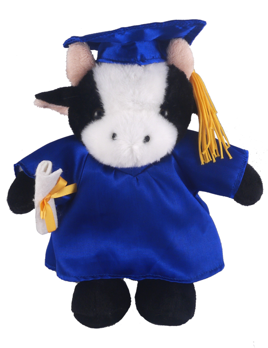 Cow Plush Stuffed Animal Toys with Cap and Personalized Gown 8''
