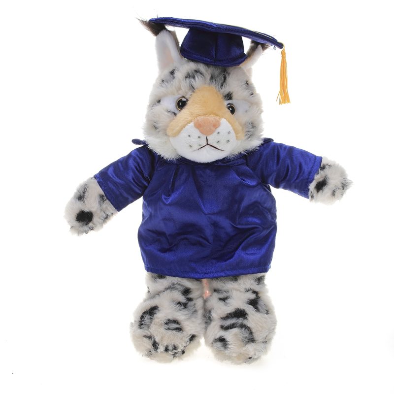 Bobcat Plush Stuffed Animal Toys with Cap and Personalized Gown 8''