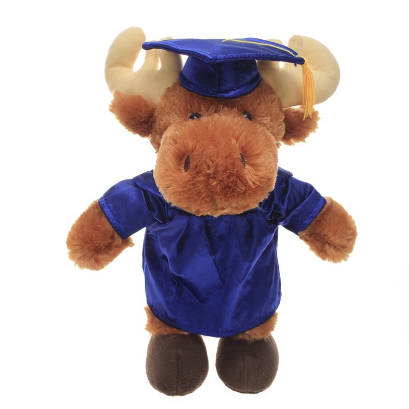 Moose Plush Stuffed Animal Toys with Cap and Personalized Gown 8''