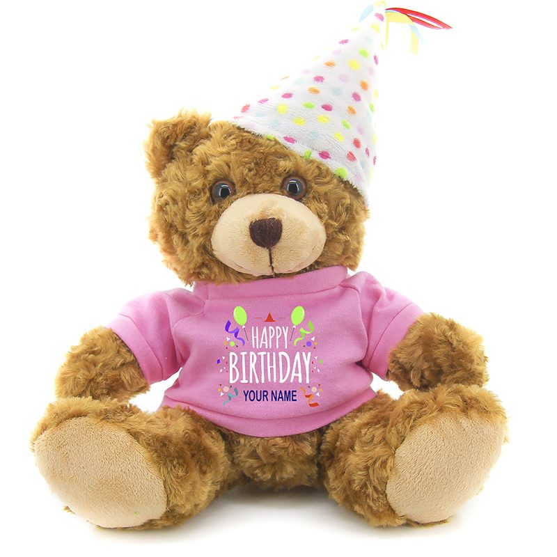 Plush Mocha Teddy Bear for Birthday, Personalized Text, Name on T-Shirt, Party Favors Gift for Kids 12''