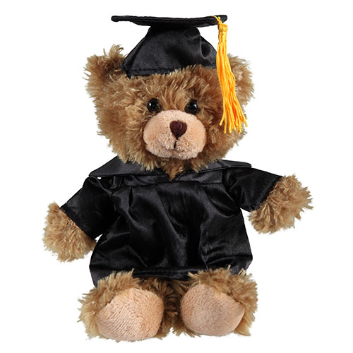 Mocha Sitting Bear Plush Stuffed Animal Toys with Cap and Personalized Gown 6''