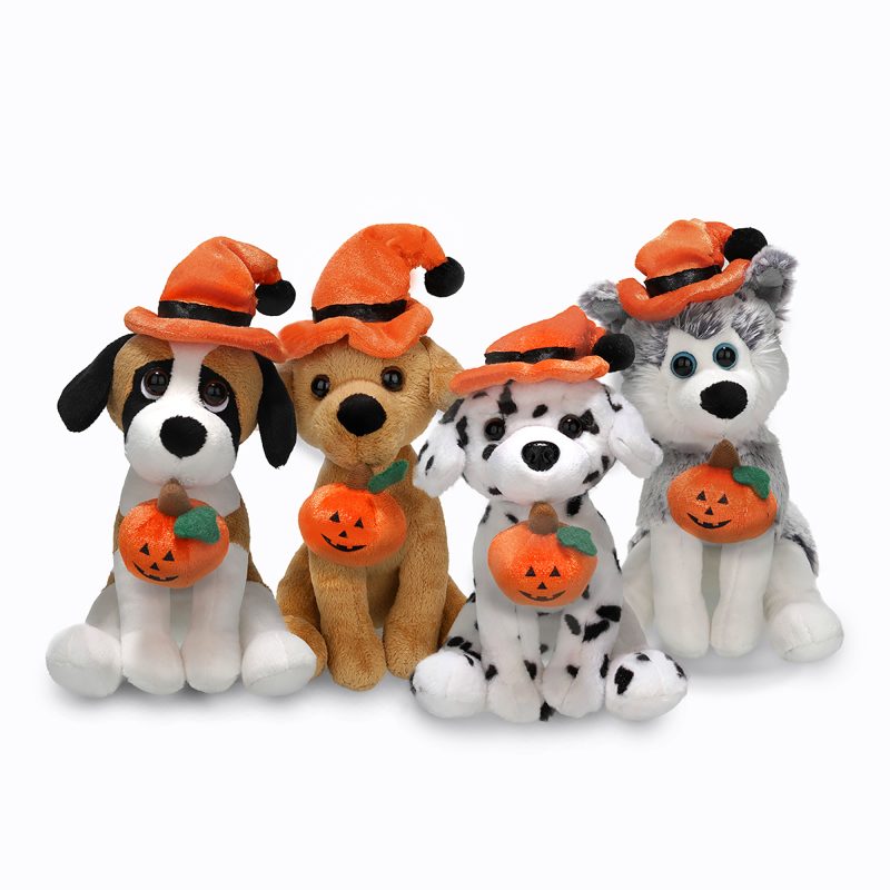 Halloween Pawpals  Puppy Dog Plush Stuffed Toy Comes with Hat and Pumpkin for Kids 8'' and 12''